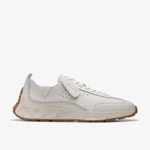 Adidasi Barbati Clarks Craft Speed White Leather Albi | 305784GQR