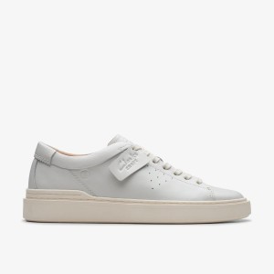 Adidasi Barbati Clarks Craft Swift White Leather Albi | 670239HUF
