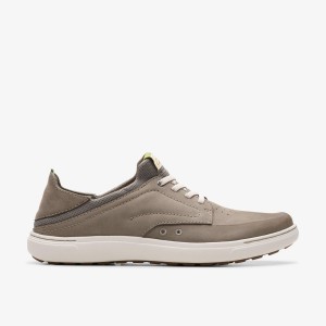Adidasi Barbati Clarks Mapstone Easy Dark Grey Nubuck Gri Inchis | 724086KEP