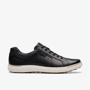 Adidasi Barbati Clarks Mapstone Lace Black Leather Negrii | 890723CEB