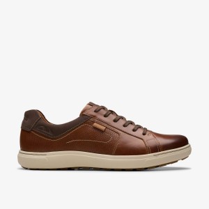 Adidasi Barbati Clarks Mapstone Lace Tan Leather Maro | 812907NLI