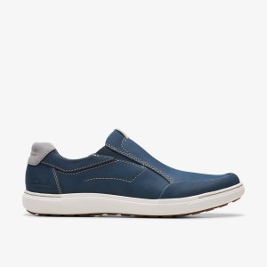 Adidasi Barbati Clarks Mapstone Step Navy Nubuck Bleumarin | 463581PJQ