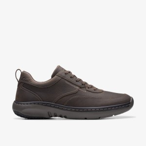 Adidasi Barbati Clarks Pro Lace Dark Brown Tumbled Maro Inchis | 890274NTA