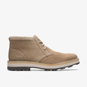 Cizme Barbati Clarks Corston DB Waterproof Sand Warmlined Maro | 786230KLH