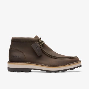 Cizme Barbati Clarks Corston Wally Waterproof Olive Leather Masline Verzi | 649721TCR
