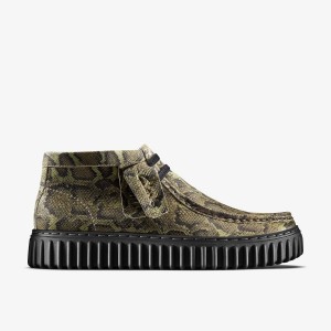 Cizme Barbati Clarks Martine Rose Torhill Hi Green Snake Verzi Snakeskin | 164879EZP