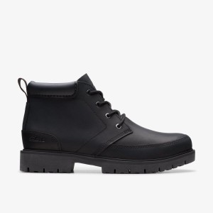Cizme Barbati Clarks Rossdale Mid Black Leather Negrii | 840295ZWJ