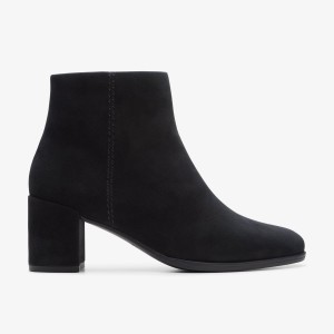 Cizme Dama Clarks Freva 55 Zip Black Suede Negrii | 178956FWL