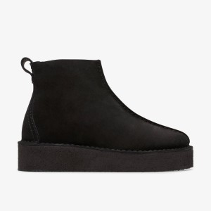 Cizme Dama Clarks Trek Wedge Boot Black Suede Negrii | 342106YVD
