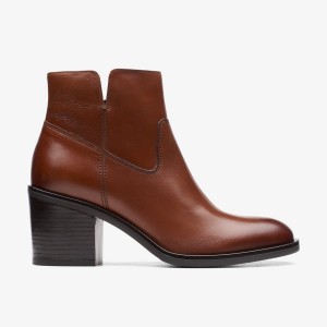 Cizme Dama Clarks Valvestino Lo Dark Tan Leather Maro Inchis | 176859PEQ