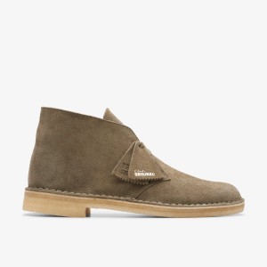 Cizme De Desert Barbati Clarks Desert Boot Pale Khaki Suede Kaki | 210678TOV