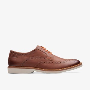 Pantofi Eleganți Barbati Clarks Atticus LT Limit Dark Tan Leather Maro Inchis | 468173UEJ