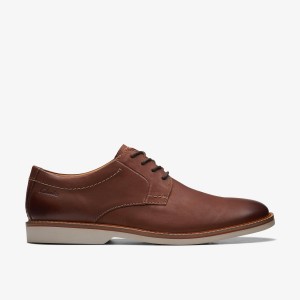 Pantofi Eleganți Barbati Clarks Atticus LT Lace Dark Tan Leather Maro Inchis | 571389DFP