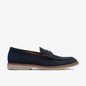 Pantofi Eleganți Barbati Clarks Atticus Slip Navy Suede Bleumarin | 027835VYA