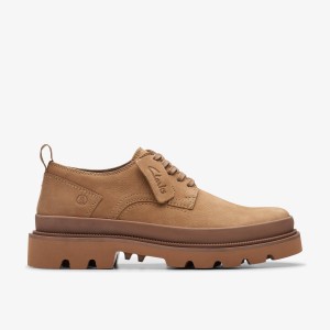 Pantofi Eleganți Barbati Clarks Badell Lace Dark Sand Nubuck Maro Inchis | 386751LNS