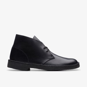 Pantofi Eleganți Barbati Clarks Desert Boot Black Polished Negrii | 630841JHO
