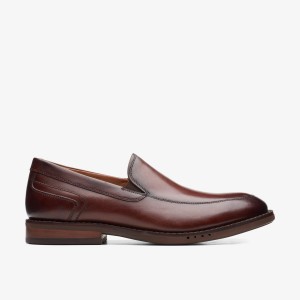 Pantofi Eleganți Barbati Clarks Un Hugh Step Brown Leather Maro | 928730YZB