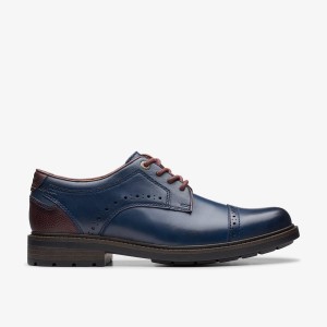 Pantofi Eleganți Barbati Clarks Un Shire Vibe Navy Combination Bleumarin | 571294WYN