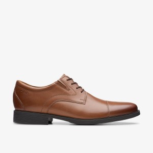 Pantofi Eleganți Barbati Clarks Whiddon Cap Dark Tan Piele Maro Inchis | 015297EFZ