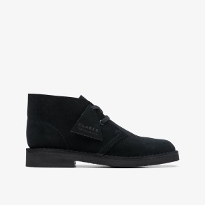 Pantofi Originali Copii Clarks Desert Boot Older Black Suede Negrii | 479123ILV