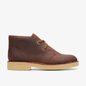 Pantofi Originali Copii Clarks Desert Boot Kid Beeswax Beeswax | 097342YGT