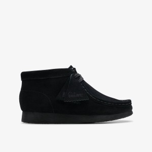 Pantofi Originali Copii Clarks Wallabee Boot Older Black Suede Negrii | 245863HJR