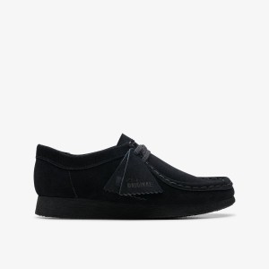 Pantofi Originali Copii Clarks Wallabee Older Black Suede Negrii | 409753RTK