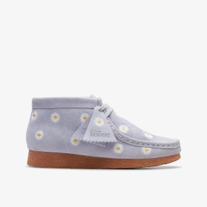 Pantofi Originali Copii Clarks Wallabee Boot Older Cloud Grey Gri | 756410HQO