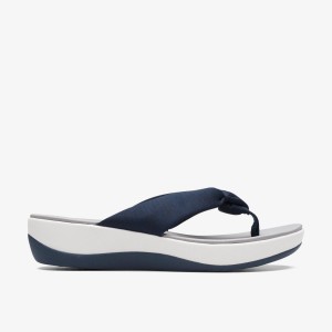 Pantofi Platforma Dama Clarks Arla Glison Blue Fabric Albastri | 143270GIT