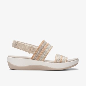 Pantofi Platforma Dama Clarks Arla Stroll Beige Combination Bej | 084573FOX