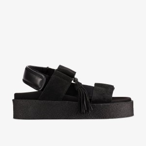 Pantofi Platforma Dama Clarks Crepe Sandal Black Negrii | 198637NWC