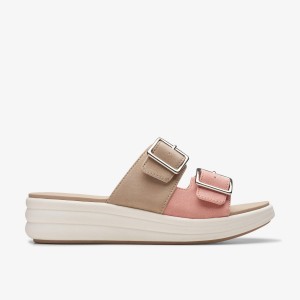 Pantofi Platforma Dama Clarks Drift Buckle Peach Combination Corai | 784692TCV