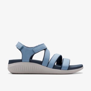 Pantofi Platforma Dama Clarks Glide Hi Ella Denim Albastri | 428971GXP