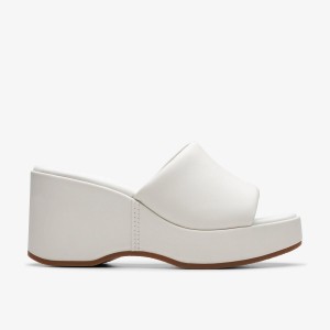 Pantofi Platforma Dama Clarks Manon Glide Off White Leather Albi | 158470GHV