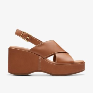 Pantofi Platforma Dama Clarks Manon Wish Tan Leather Maro | 427901JRO
