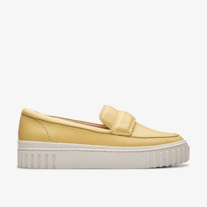Pantofi Platforma Dama Clarks Mayhill Cove Yellow Leather Galbeni | 029671HKD
