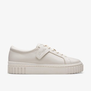 Pantofi Platforma Dama Clarks Mayhill Walk Off White Leather Albi | 987056BNT