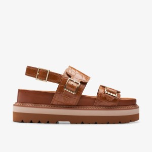 Pantofi Platforma Dama Clarks ORIANNA GLIDE Tan Interest Maro | 037145UCX