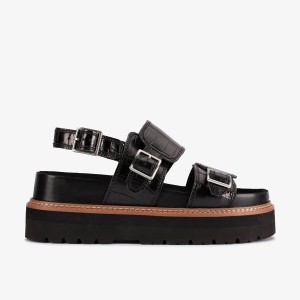 Pantofi Platforma Dama Clarks ORIANNA GLIDE Black Interest Negrii | 504217CZS