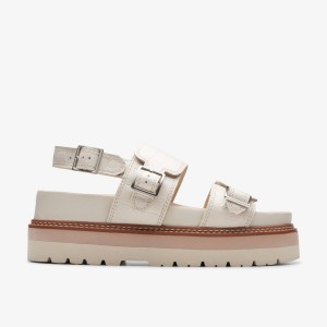 Pantofi Platforma Dama Clarks ORIANNA GLIDE Cream Interest Albi | 540961CDA
