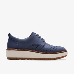 Pantofi Platforma Dama Clarks Orianna Move Navy Nubuck Bleumarin | 509431KPW