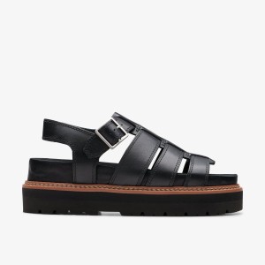 Pantofi Platforma Dama Clarks Orianna Twist Black Leather Negrii | 032591OPI