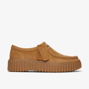 Pantofi Platforma Dama Clarks Torhill Bee Light Tan Nubuck Maro Deschis | 401257XCB