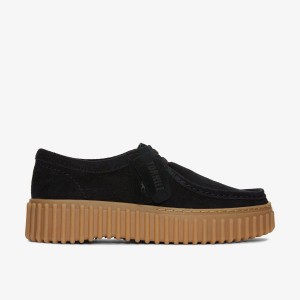 Pantofi Platforma Dama Clarks Torhill Bee Black Suede Negrii | 601879SWU