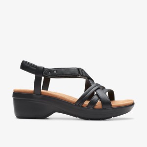 Pantofi Platforma Dama Clarks Tuleah May Black Leather Negrii | 594617YGM