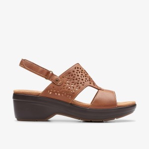 Pantofi Platforma Dama Clarks Tuleah Sun Tan Leather Maro | 896715VBO