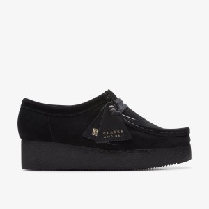 Pantofi Platforma Dama Clarks Wallacraft Bee Black Suede Negrii | 134507XGA