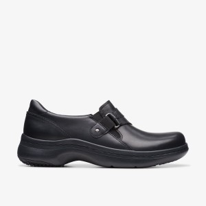 Saboti Dama Clarks Pro Sky Black Leather Negrii | 803216NVQ