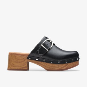 Saboti Dama Clarks Sivanne Sun Black Leather Negrii | 475320OMD