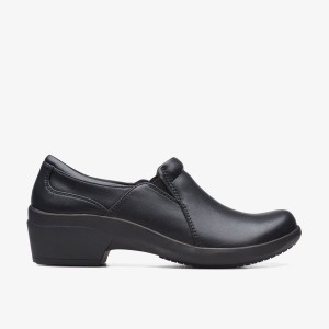 Saboti Dama Clarks Talene Pace Black Leather Negrii | 542370ZWY